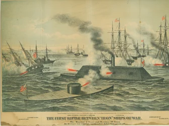 The First Battle Between Iron Ships of War